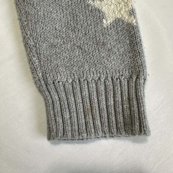 Marled Womens Lg Sweater Grey White Stars Knit Casual Y2K Crochet Cottage Core - Picture 9 of 12